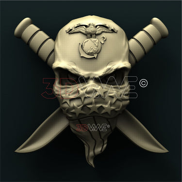 USMC SKULL 3D STL 3DWave